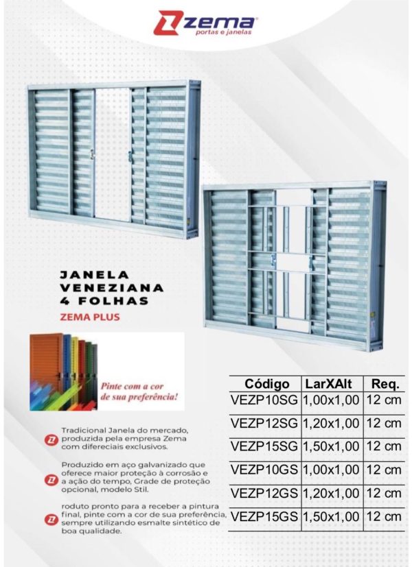 Janela Veneziana 4 Folhas Plus