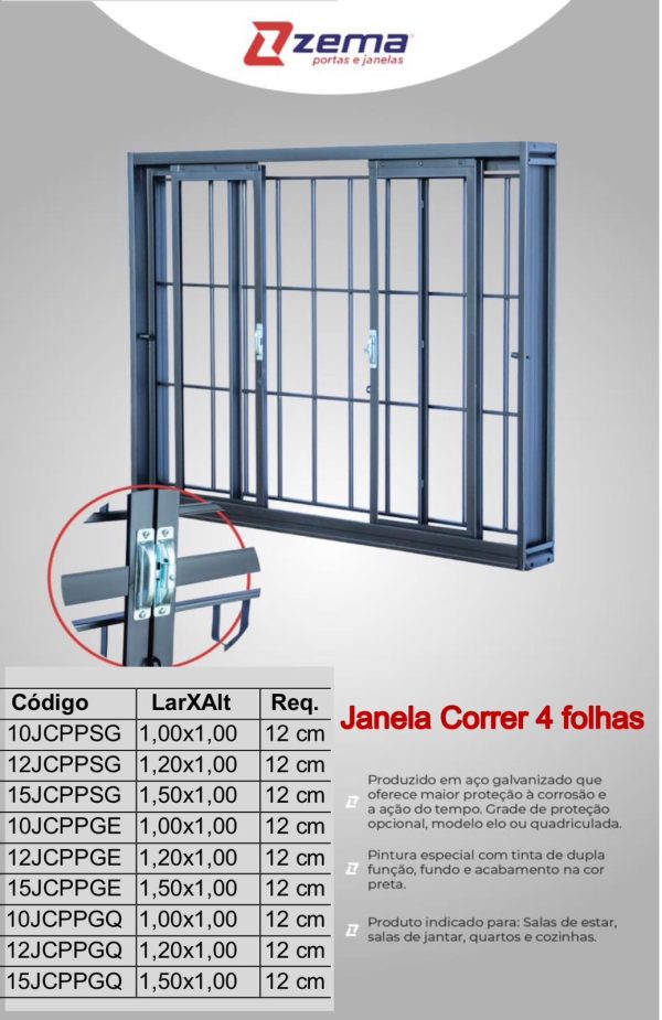 Janela Correr 4 folhas